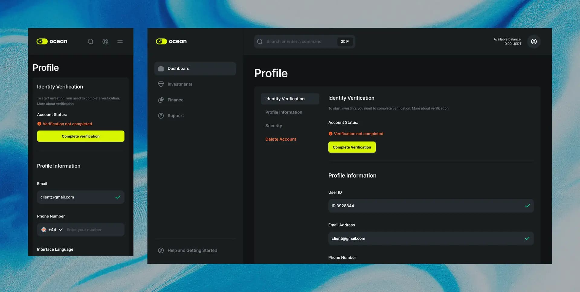 Oceangroup reporting and onboarding flows